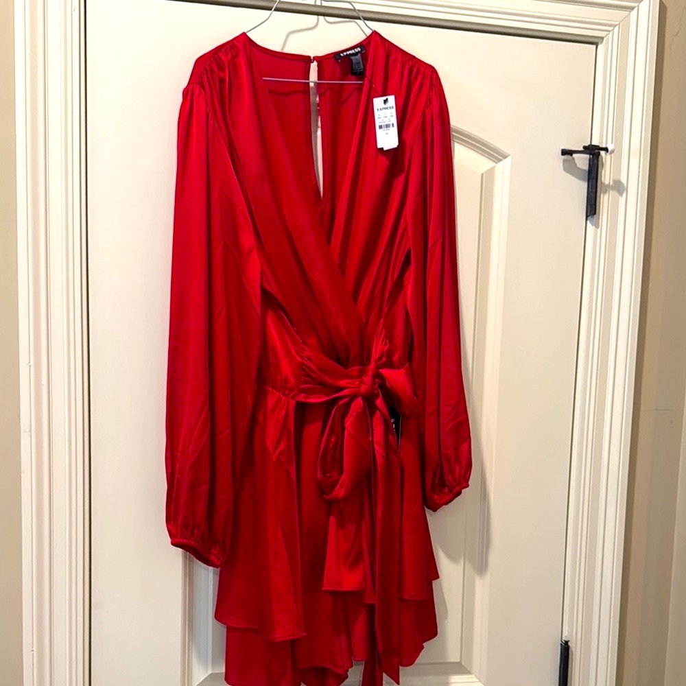 Express Red Long Sleeve Dress
